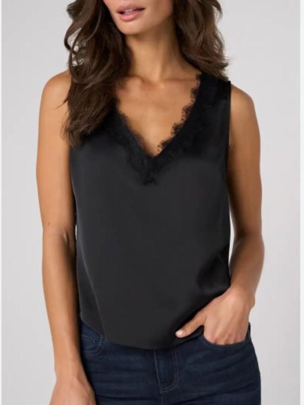 Nine West Black Sleeveless V Neck Blouse